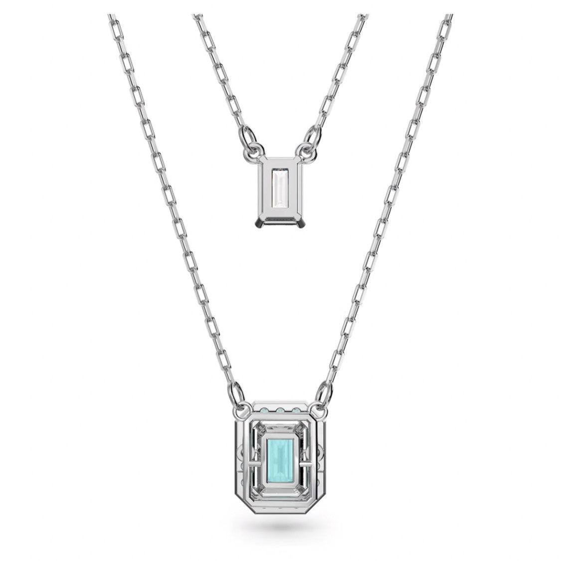 Swarovski Double Pendant Necklace With Octagon-Cut Stones