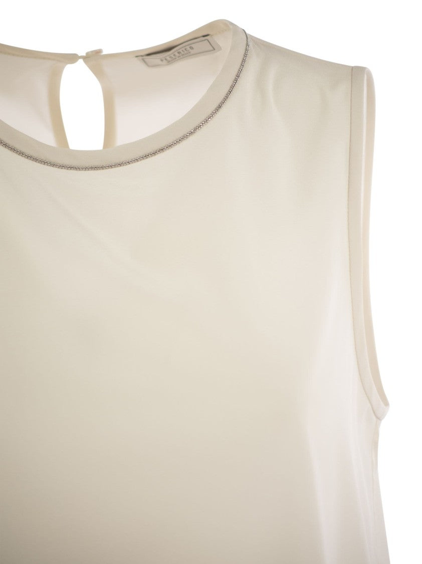 Peserico Stretch Silk Crepe De Chine Top