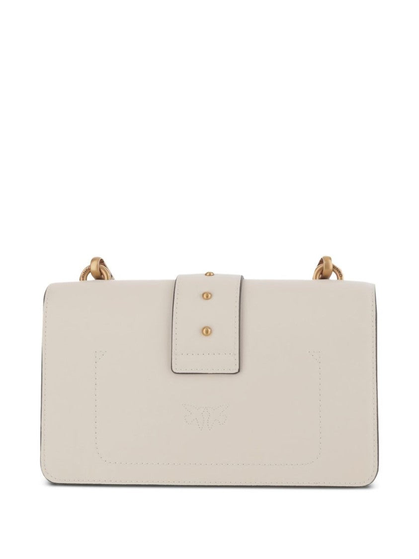 Pinko Structured White Calfskin Shoulder Bag