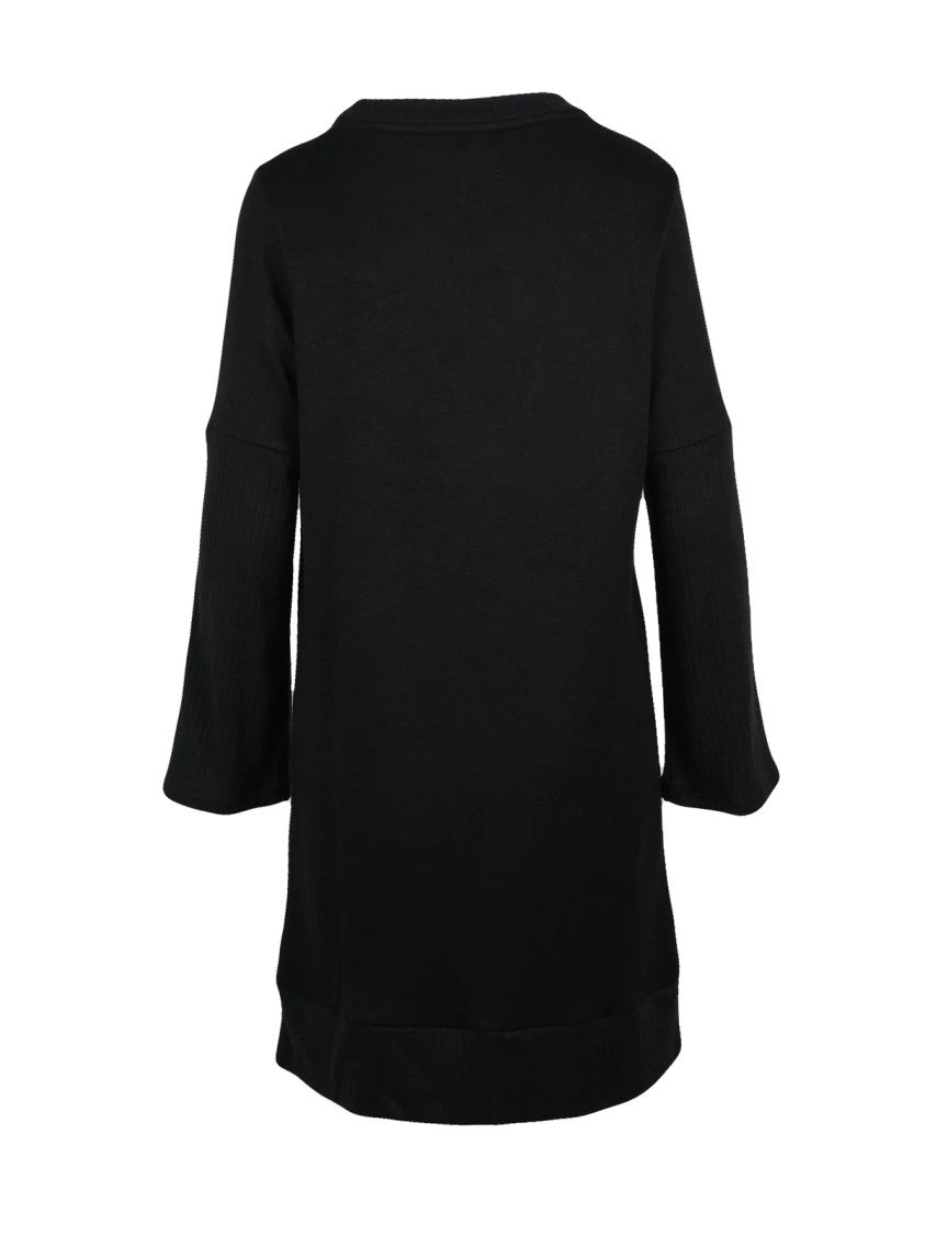 The Abito Black Viscose-Blend Flared Knit Dress