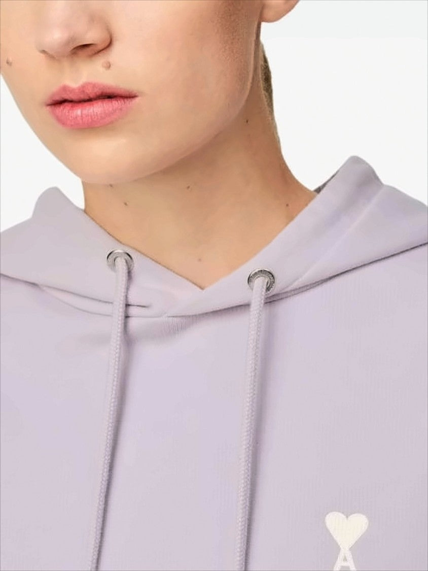 Ami Cropped Lilac Hoodie With Drawstring And Adjustable Ties