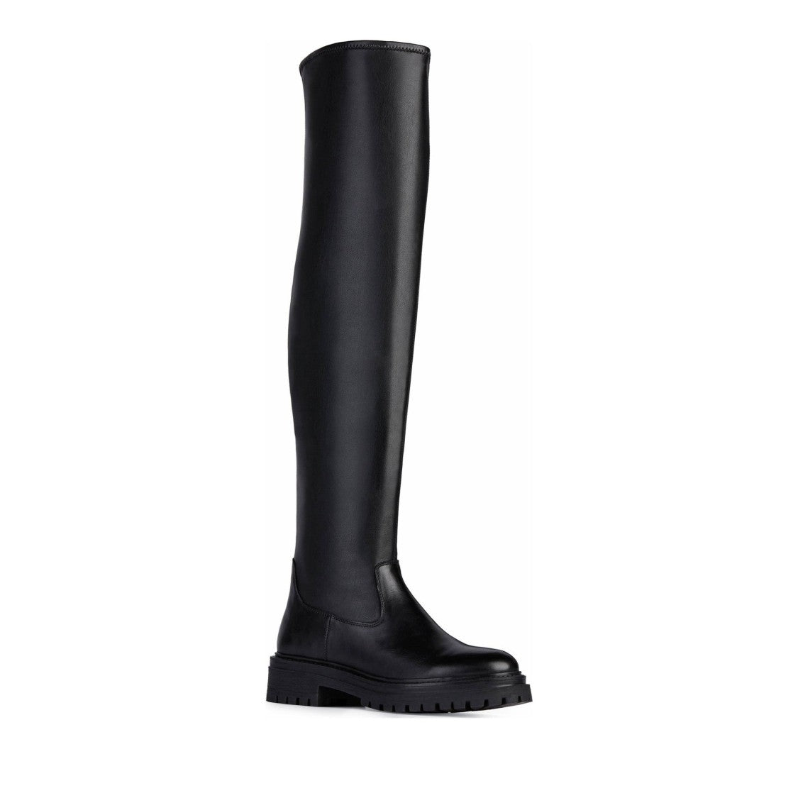 Geox Black Iridea Tall Flat Side Zipper Boots