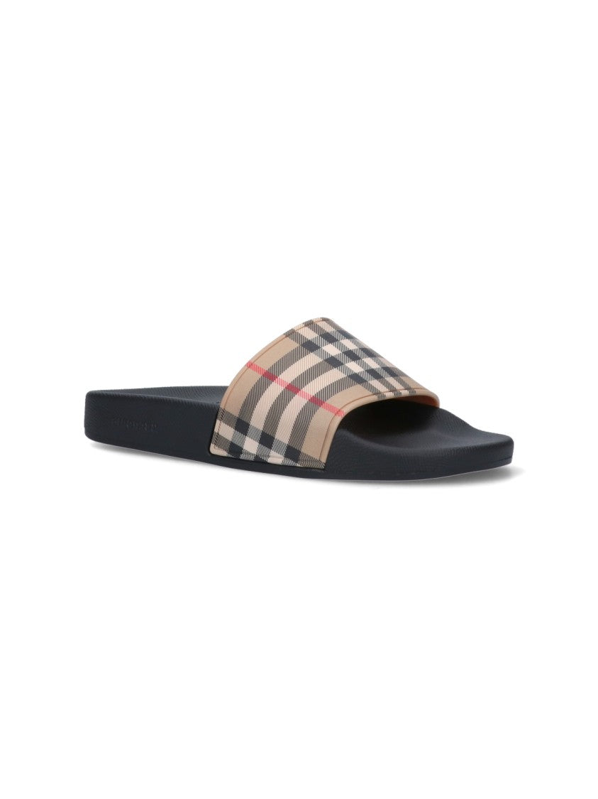 Burberry Beige Minimalist Strap Flat Sandals