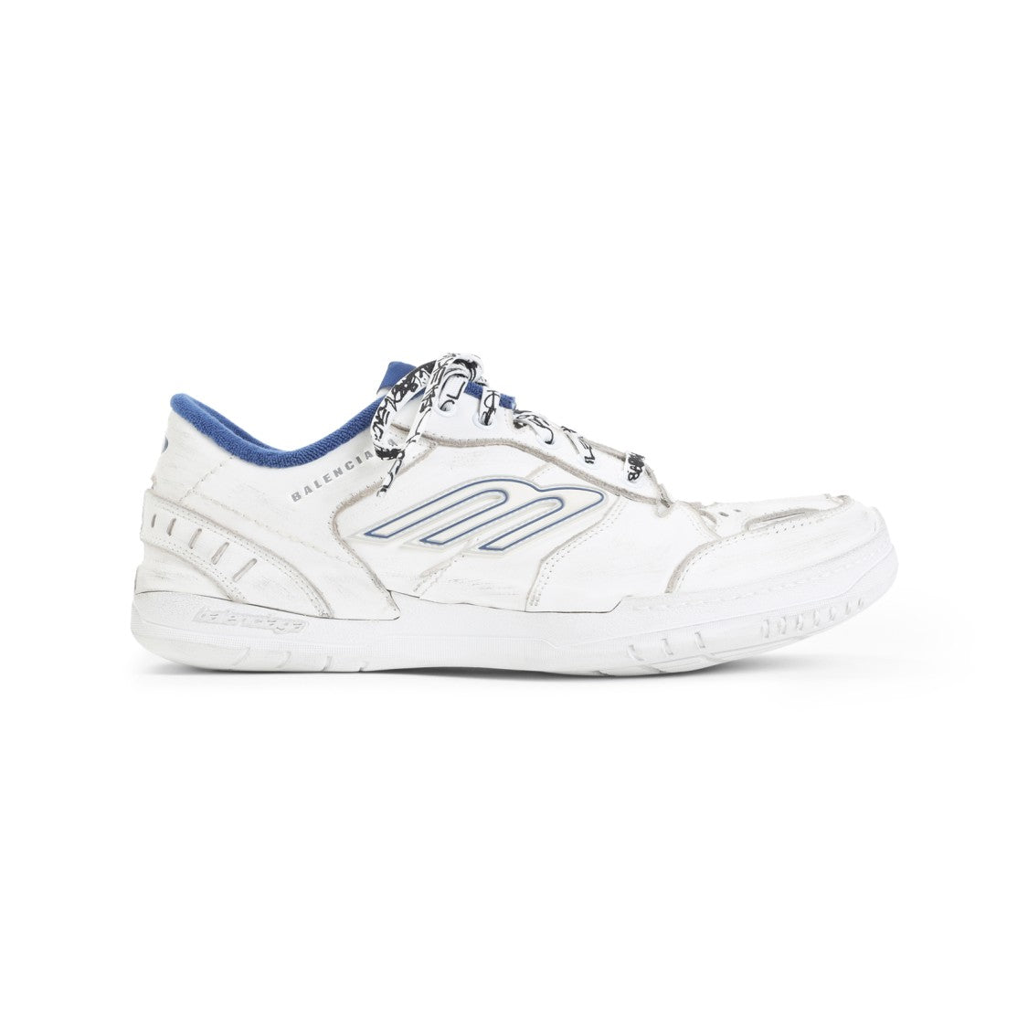 Balenciaga White Leather Low-Top Sneakers With Vintage Accents