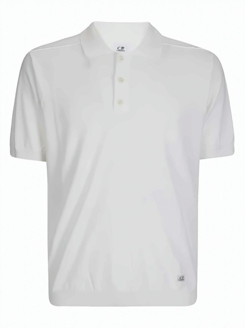C.P. Company White Polo Shirt With Traditional Collar
