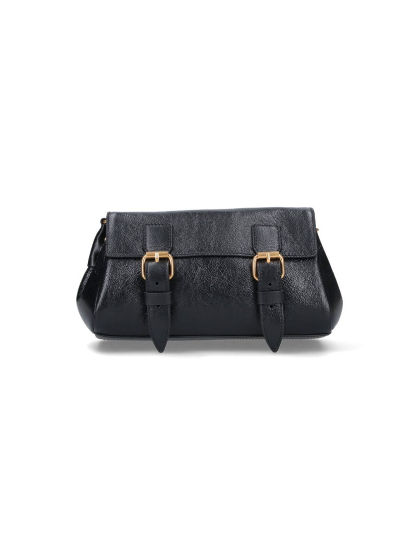 Dries Van Noten Rectangular Black Bag With Gathered Texture