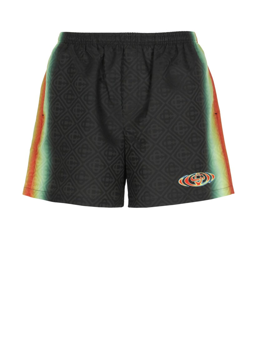 Casablanca Black Monogram Pattern Swim Shorts