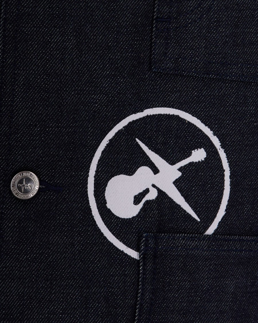 A.P.C. Button-Up Black Raw Denim Jacket With Classic Collar And Four Pockets