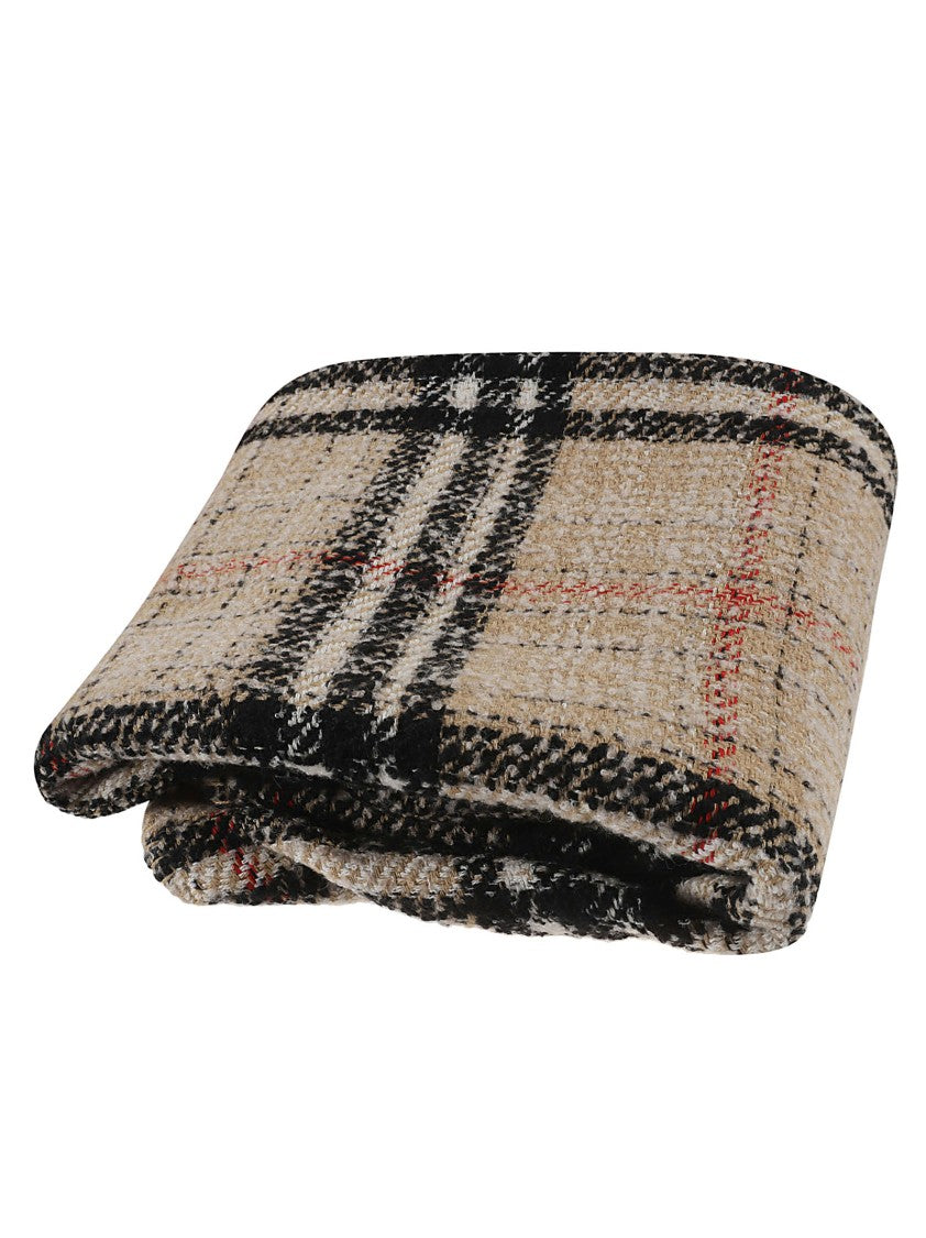 Burberry Plaid Cashmere And Mulberry Silk Scarf