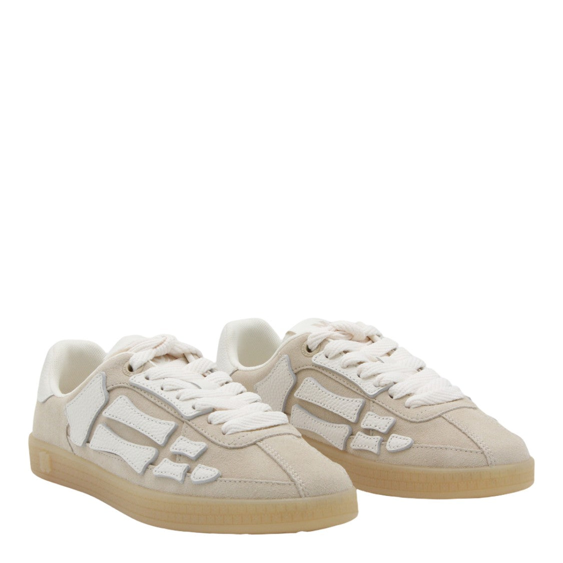 Amiri Beige Suede Sneakers With Abstract Leather Overlays