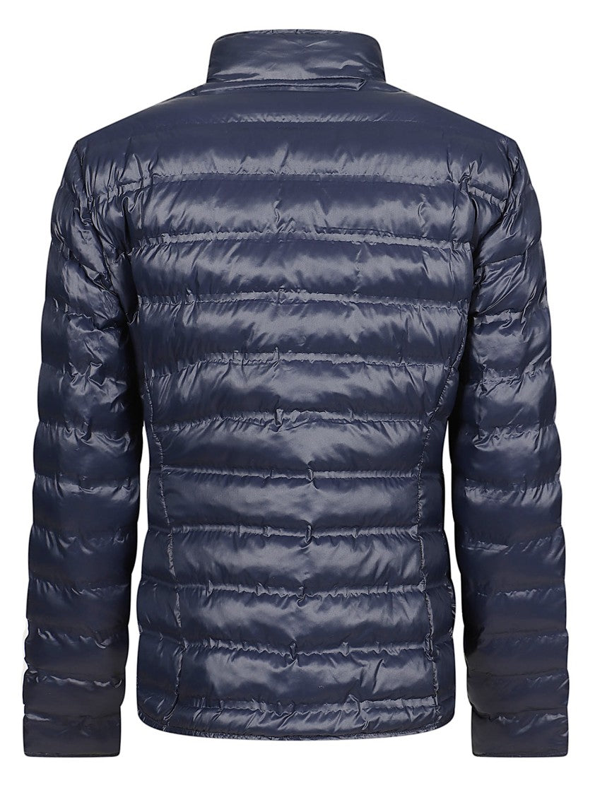 Blauer Moon Light Blue Puffer Jacket With Stand-Up Collar And Zippered Pockets