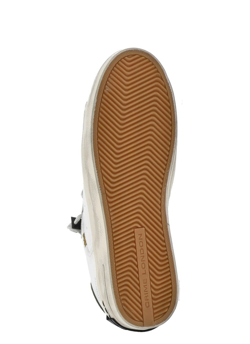 Crime London White Sk8 Deluxe Used Effect Sneakers