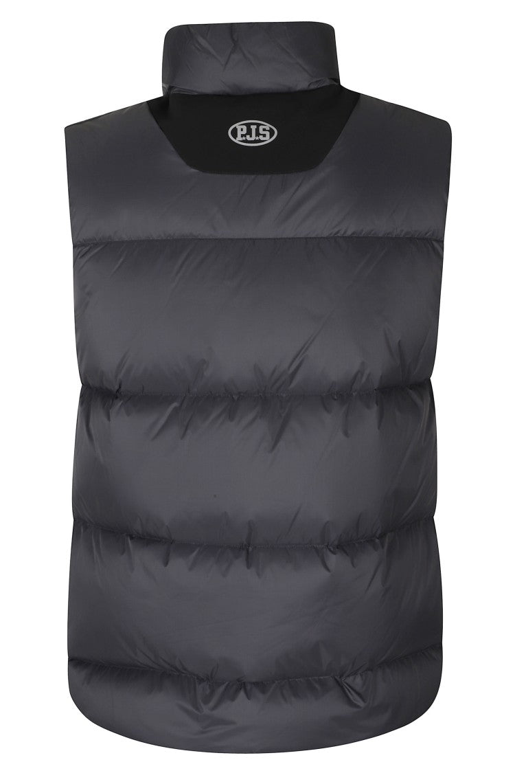 Parajumpers Black High Fleece Collar Quilted Down Vest