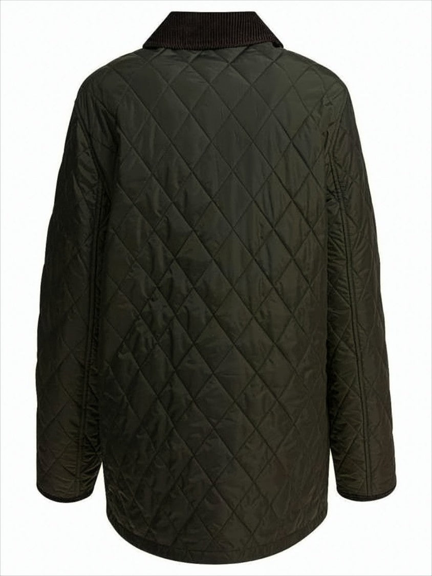 Burberry Quilted Nylon Jacket With Contrasting Corduroy Collar