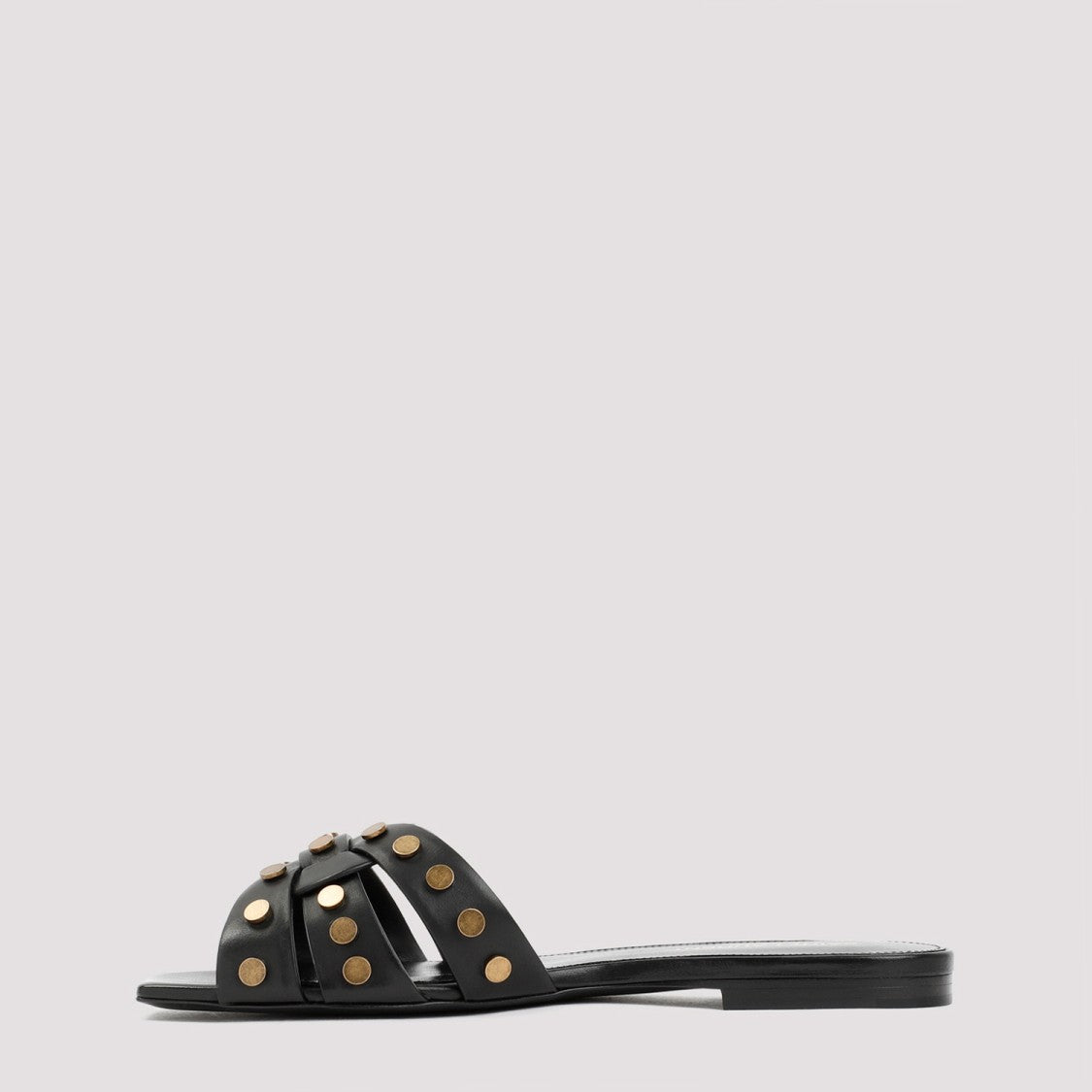 Saint Laurent Black Leather Tribute Studded Sandals