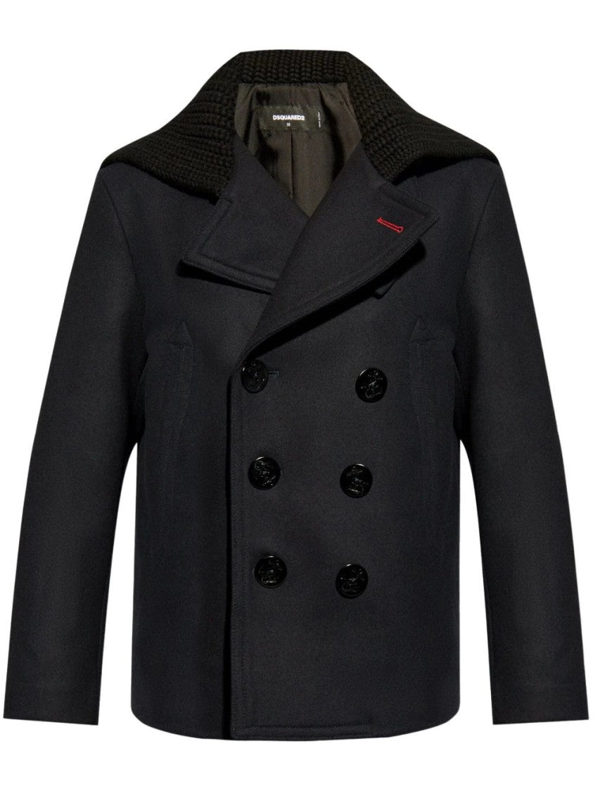 Dsquared2 Knit-Panel Double-Breasted Jacket