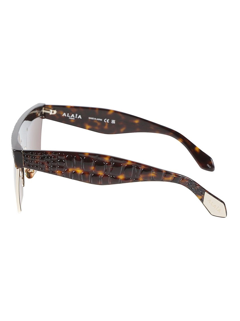 Alaïa Textured Rectangular Tortoiseshell Sunglasses