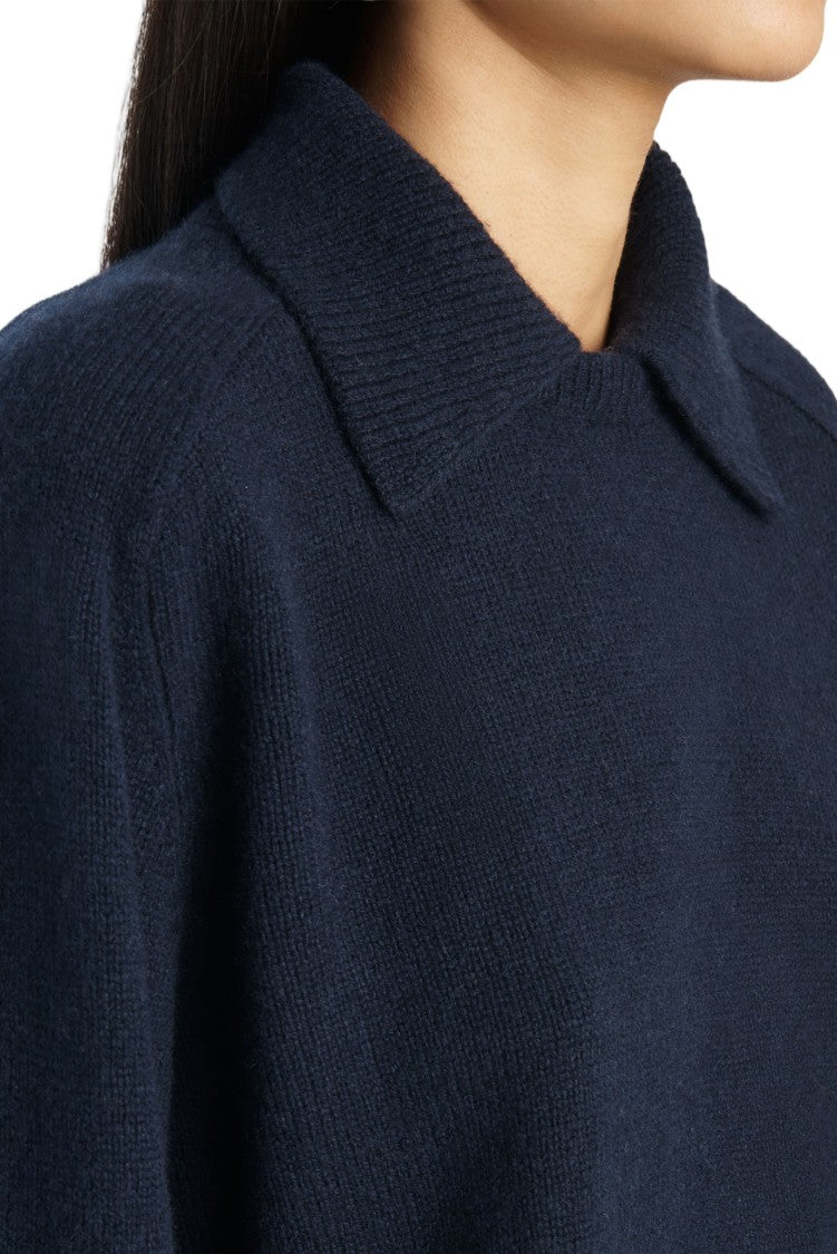 Khaite Navy Blue Wool-Blend Jackson Sweater