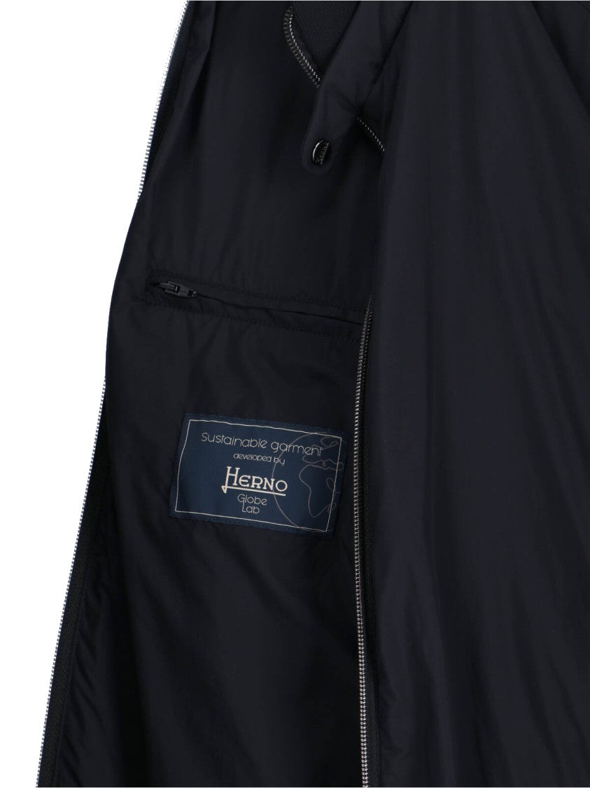 Herno Sleek Black Minimalist Jacket With High Collar