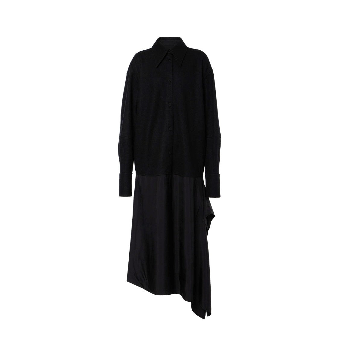 Jil Sander Asymmetrical Wool Dress With Draped Panel And Button Closure