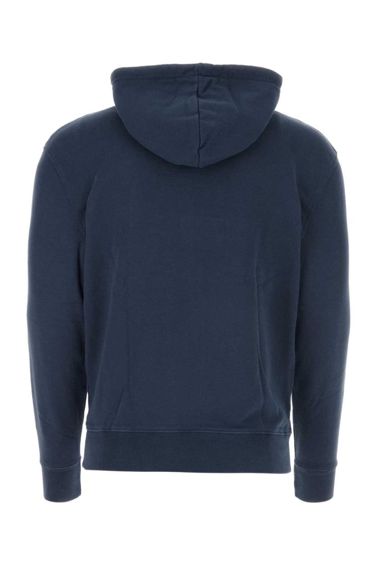 Maison Kitsuné Deep Blue Cotton Hoodie With Embroidered Fox Logo