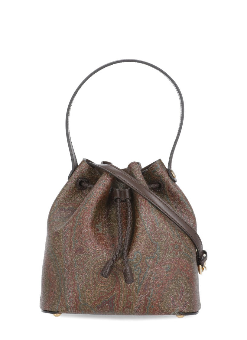 Etro Brown Cotton And Leather Bag