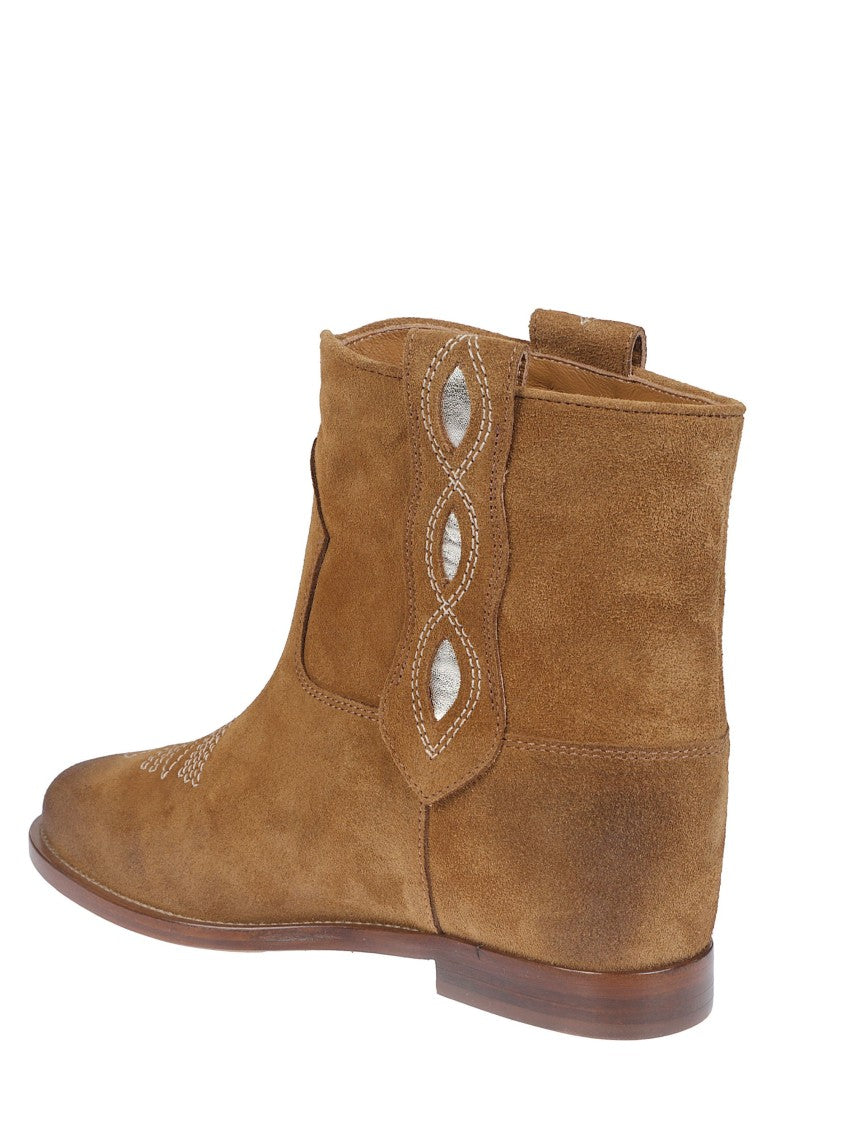 Via Roma 15 Ankle-High Suede Decorative Stitching Boots