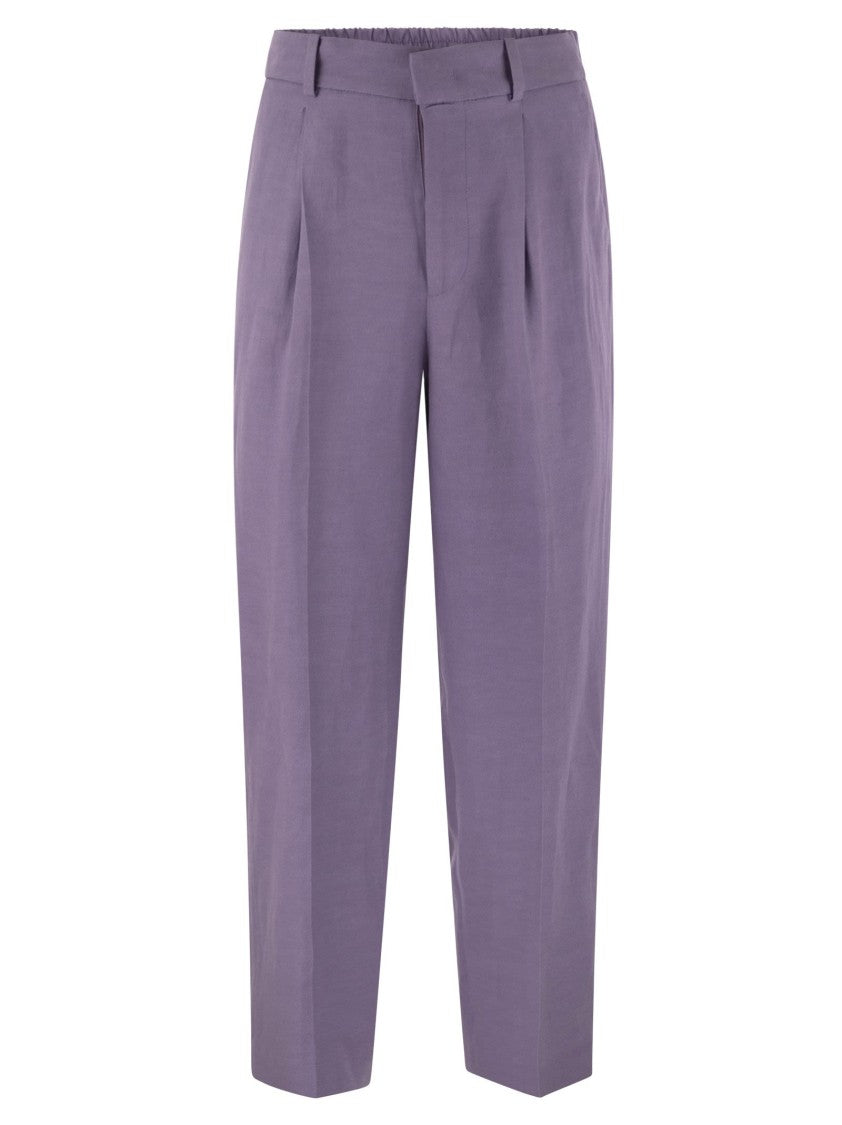 Pt Torino Daisy - Viscose And Linen Trousers
