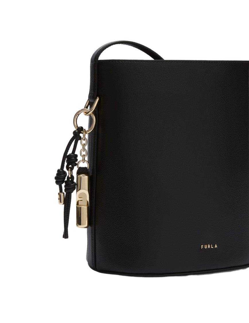 Furla Roxie S Leather Bucket Bag, Black
