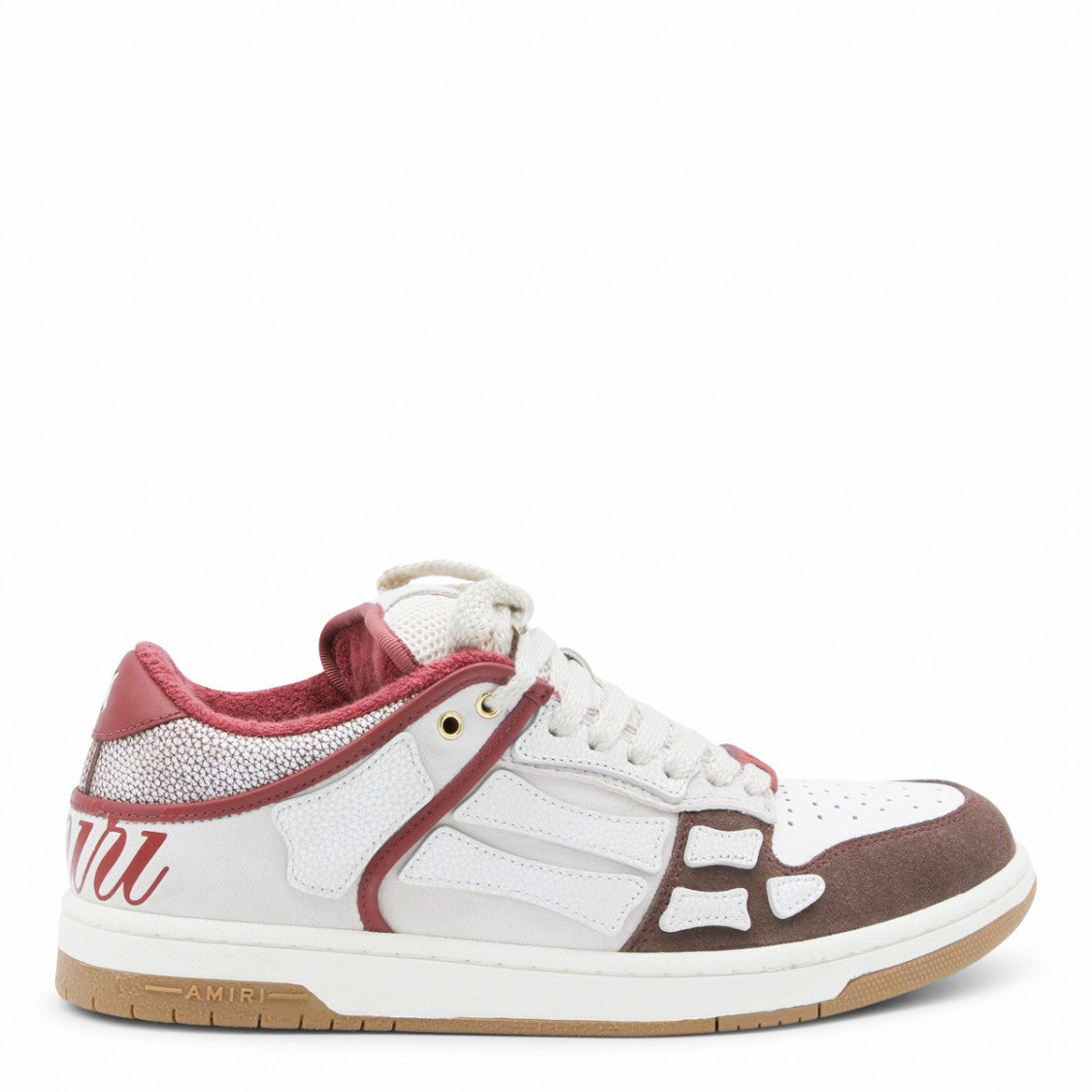 Amiri Xl Skel Low Brown And Red Leather Sneakers