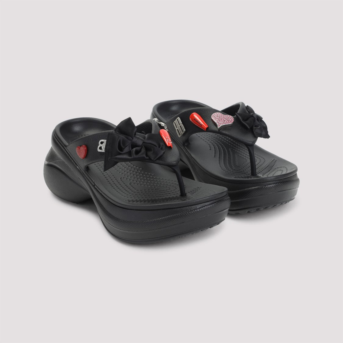 Balenciaga Rubber Sandals With Playful Heart Embellishments