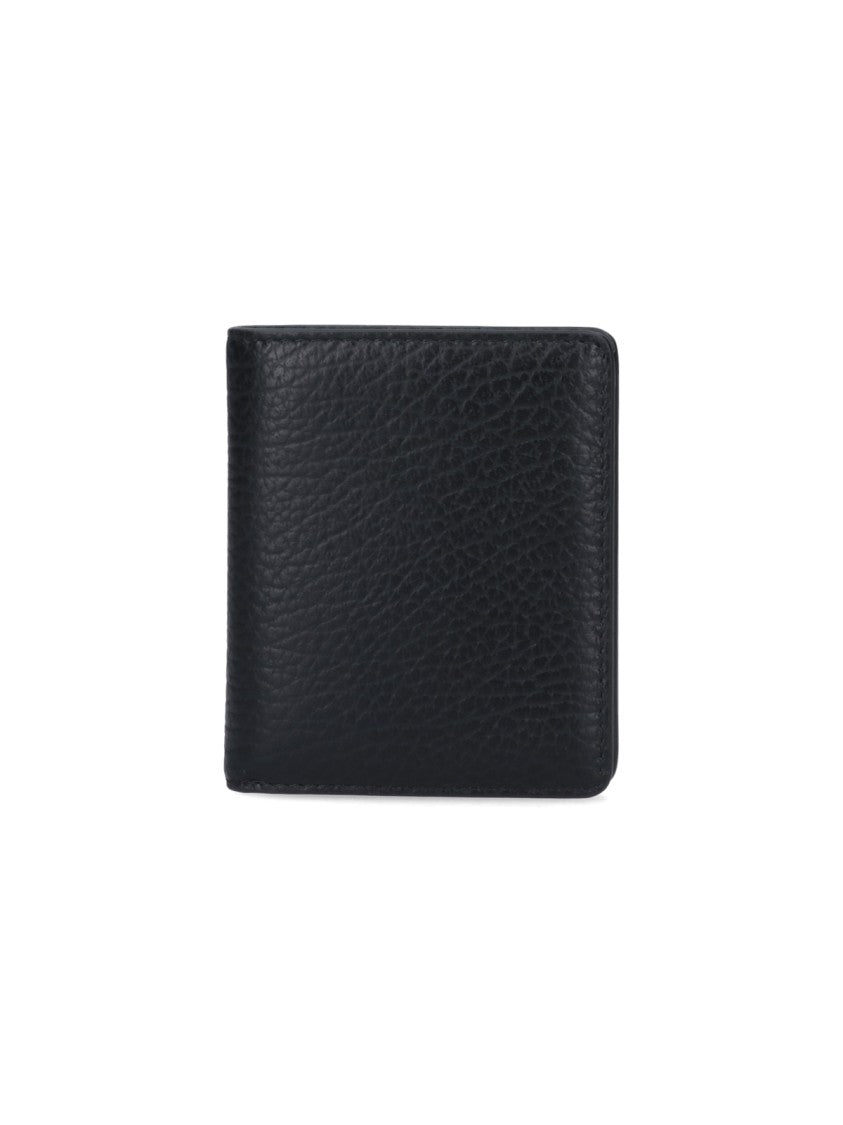 Maison Margiela Textured Leather Bi-Fold Wallet With White Stitching Details