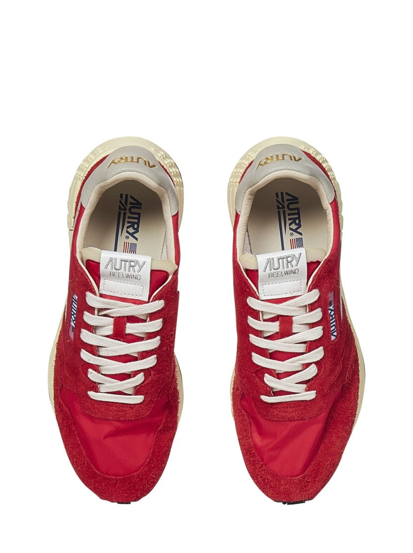 Autry Reelwind Low Red Suede And Nylon Sneakers