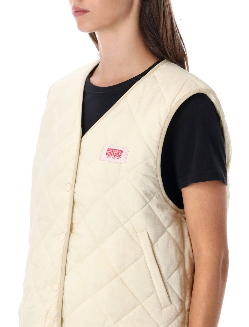 American Vintage Yupibam Sleeveless Quilted V-Neck Vest