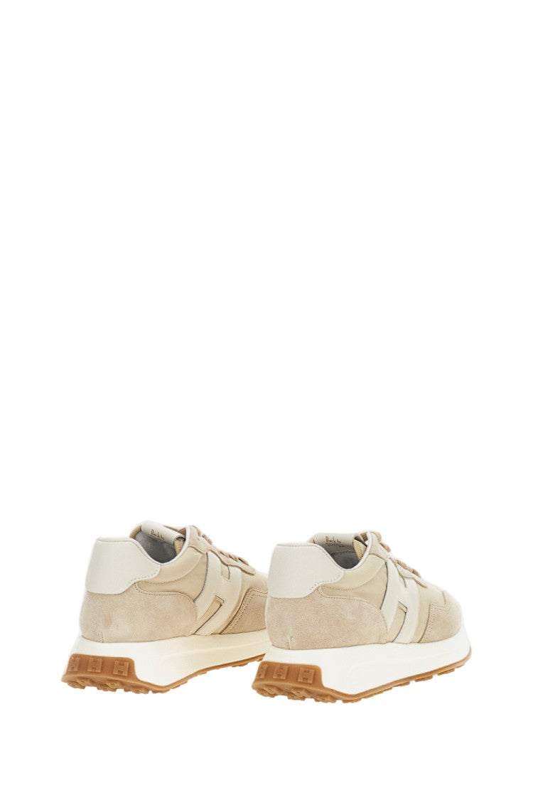 Hogan Beige H641 Suede Panel Sneakers