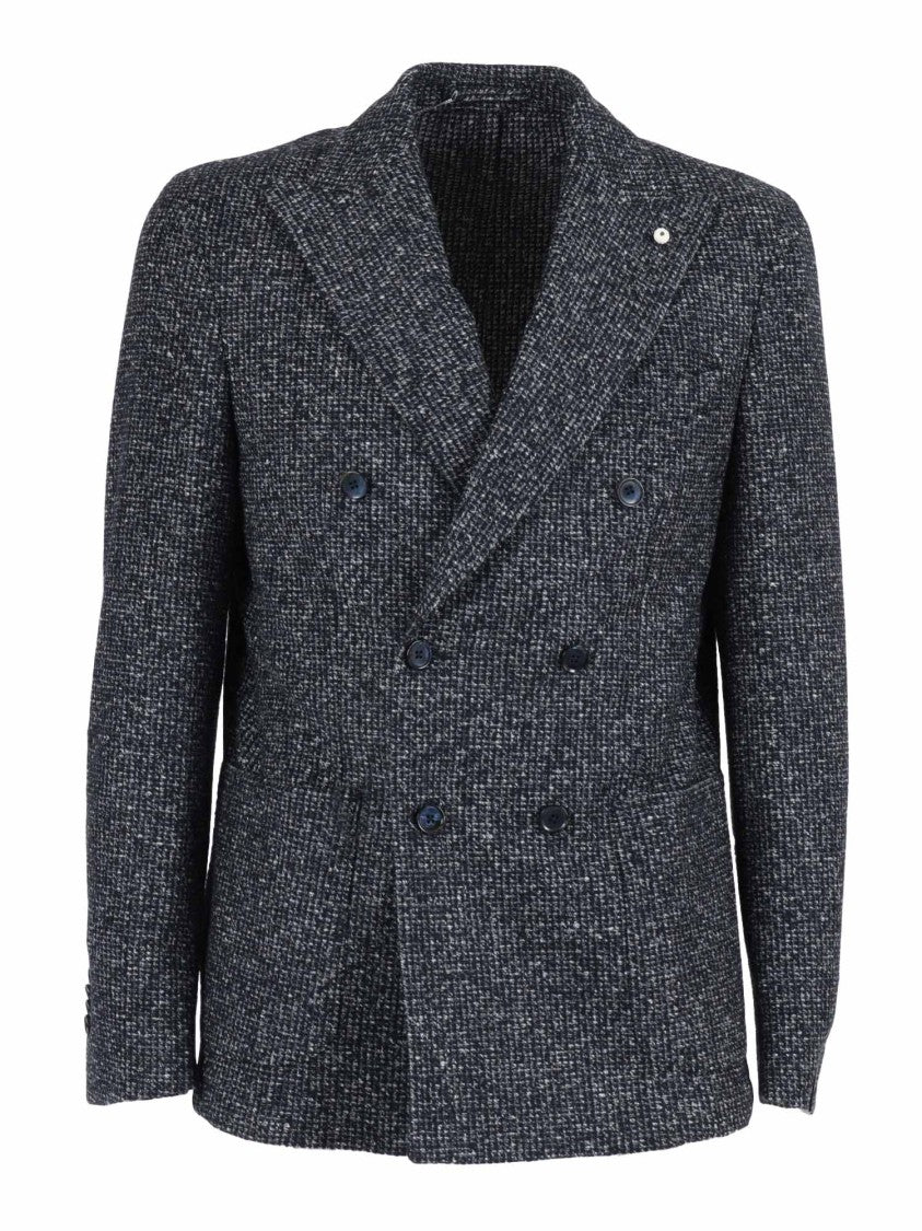 Brando-Lubiam Textured Knit Double-Breasted Jacket With Wide Lapels