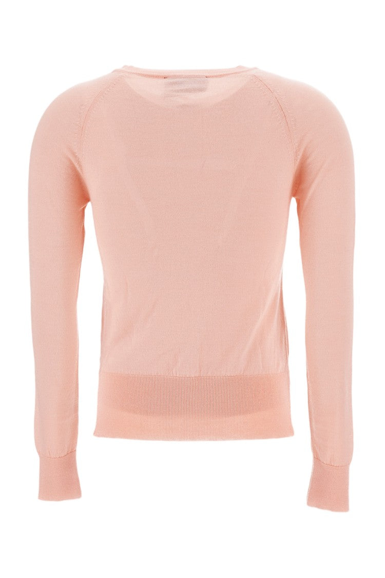 Simone Rocha Pink Crystal Floral Merino Wool-Silk Cardigan