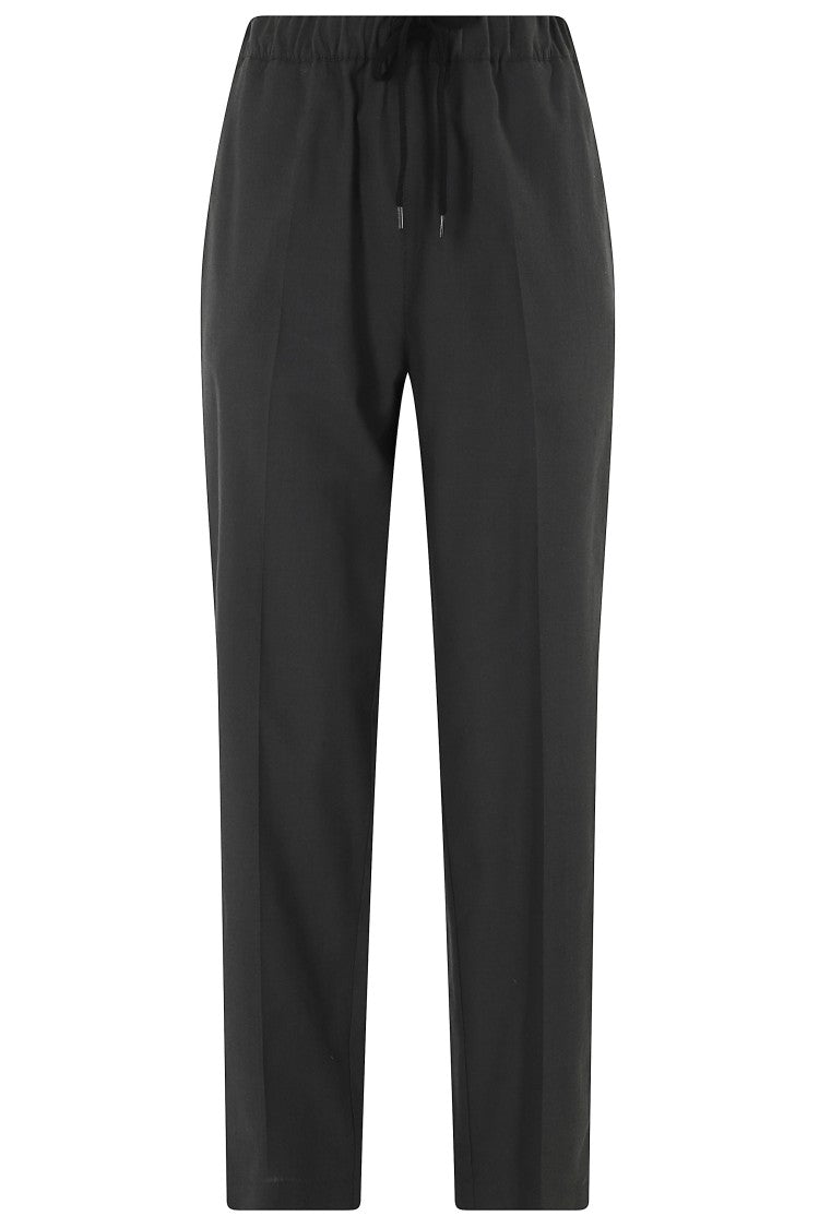 Mm6 By Maison Margiela Anthracite Elastic Waist Drawstring Wool-Blend Trousers
