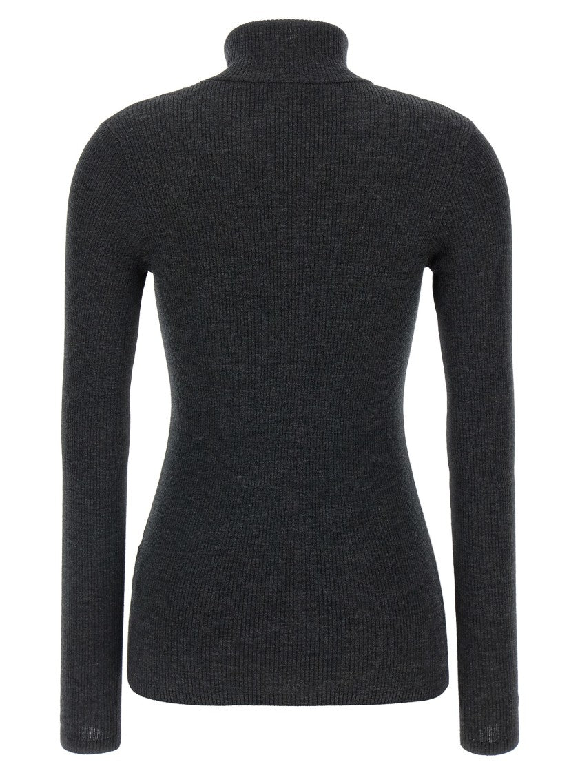Brunello Cucinelli Ribbed Half-Zip Turtleneck Sweater