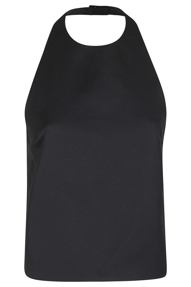 Loulou De Saison Black Sami Backless Halter Viscose Tank Top