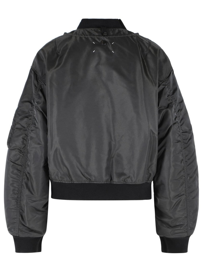 Maison Margiela Dark Grey Reversible Ribbed Polyamide Bomber Jacket