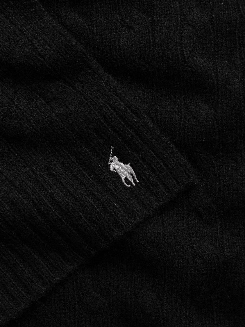 Polo Ralph Lauren Oblong Cable Knit Scarf With Embroidered Detail