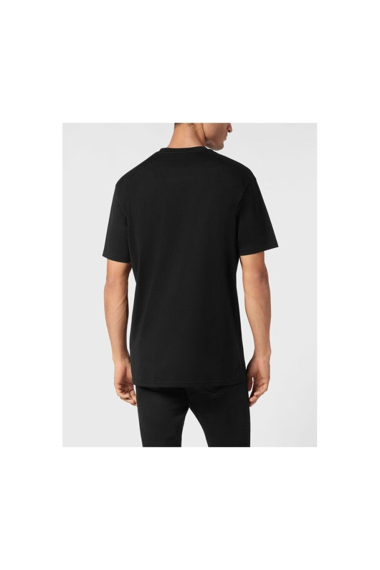 Philipp Plein Black Graphic Embroidered Cotton T-Shirt