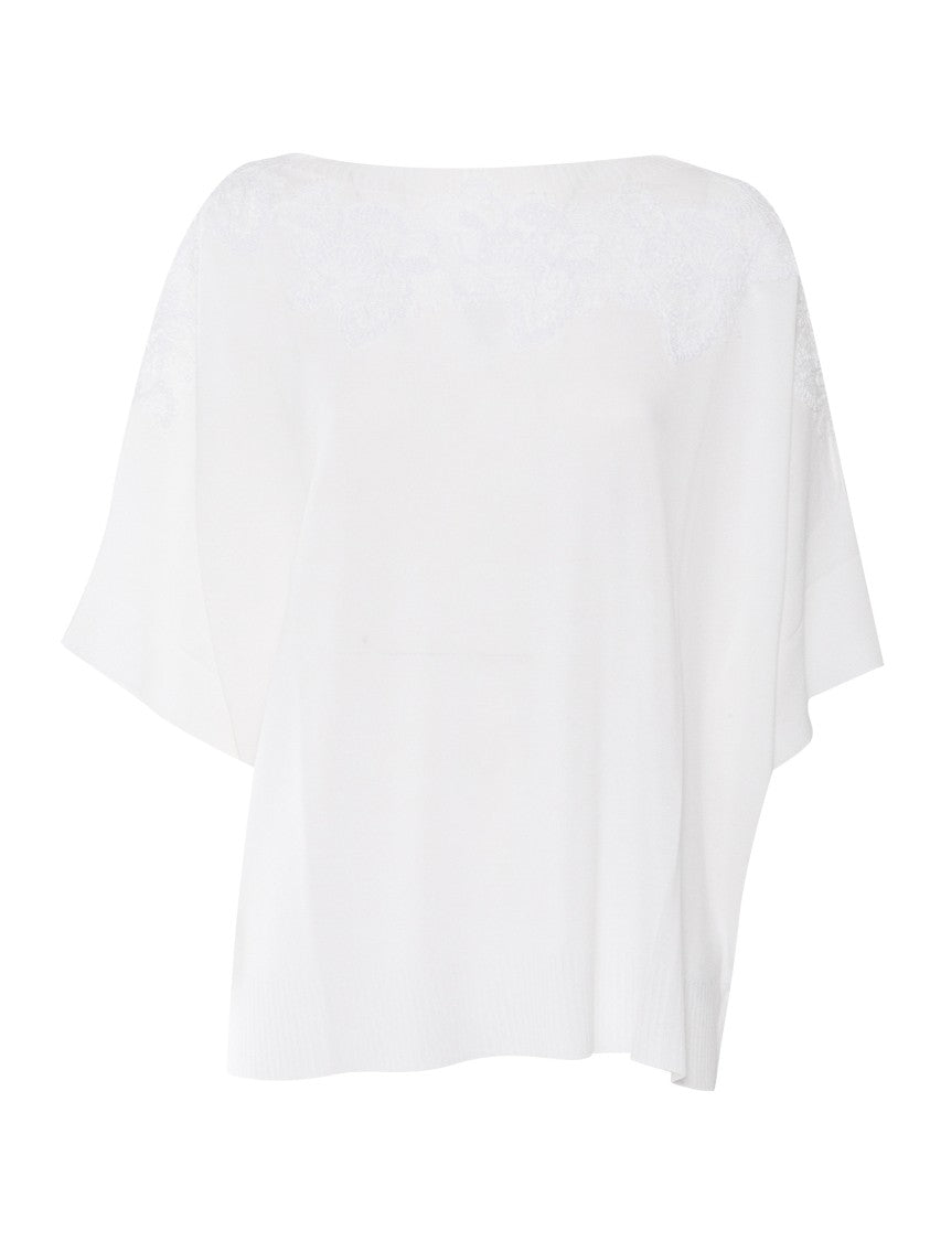 Ermanno Scervino Soft White Top With Boat Neckline