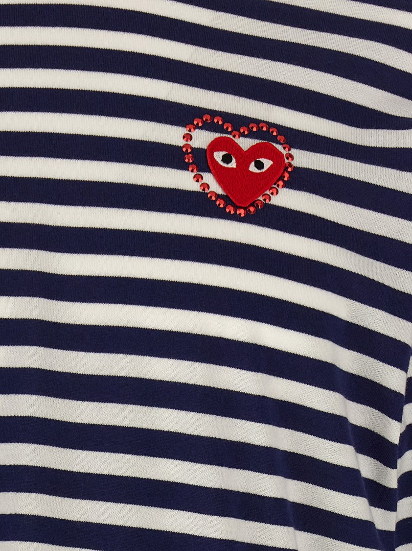 Comme Des Garçons Logo Patch Stripes T-Shirt