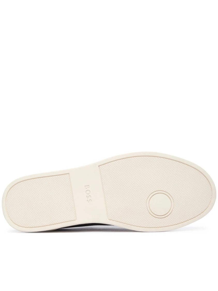 Hugo Boss Dark Brown Textured Leather Sneakers