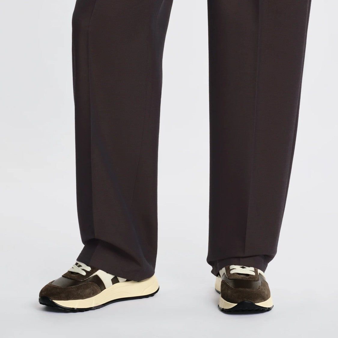 Hogan Refined Brown Calfskin And Mutton Leather Sneakers