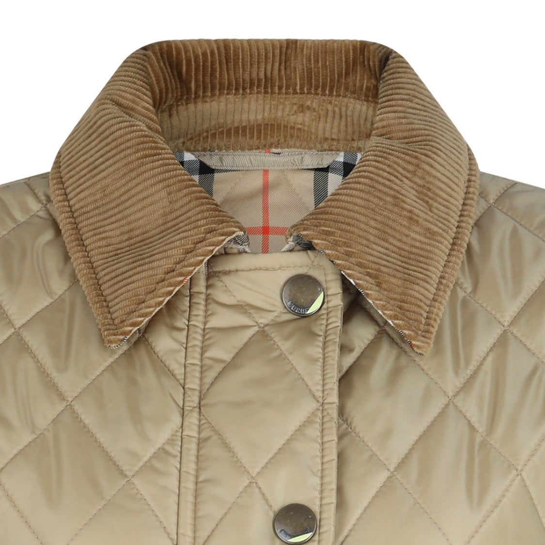 Burberry Quilted Jacket With Corduroy Collar And Trim