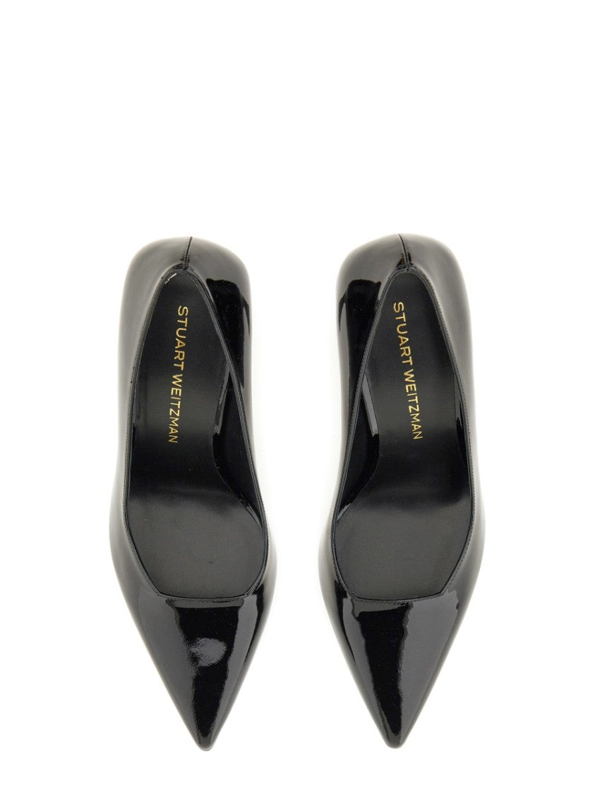 Stuart Weitzman Black Patent Leather Pumps With Flared 8.5 Cm Heel