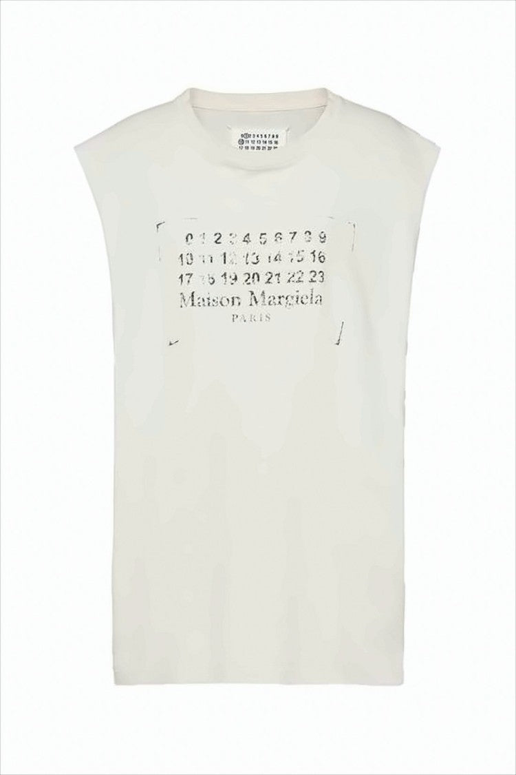 Maison Margiela Sleeveless Cotton Top With Logo Detail